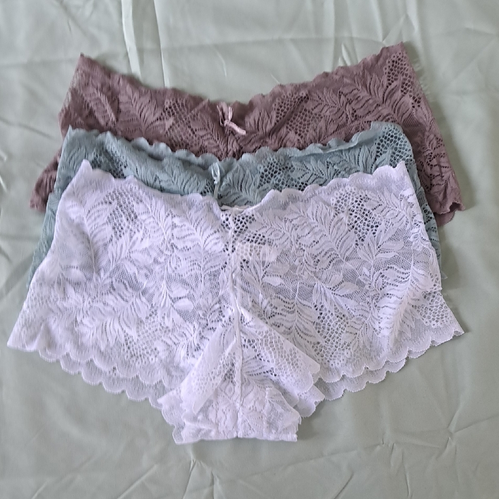 Lace Boyshort Panties - White, Blue, Purple
